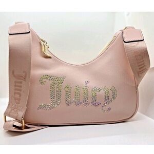 Juicy Couture Pale Pink Rhinestone Logo Shoulder Bag